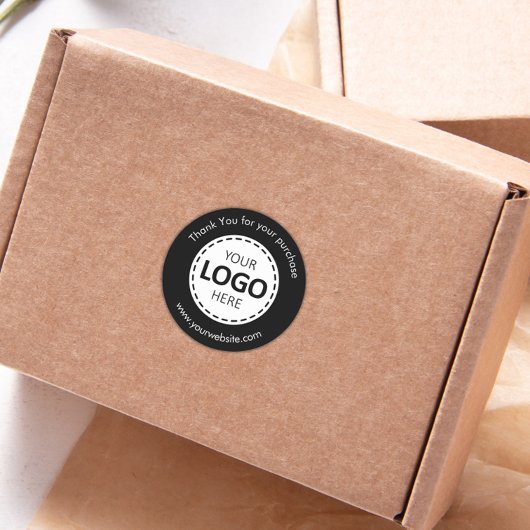 Aangepaste Logo / Tekst Zwart Ronde Stickers Blad