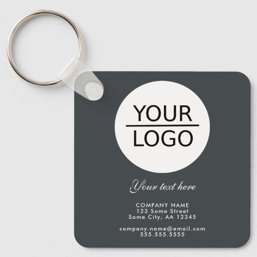 Aangepaste Logo tekstpromotie Anthracite Grey toev Sleutelhanger (Voorkant)