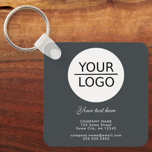 Aangepaste Logo tekstpromotie Anthracite Grey toev Sleutelhanger (Voorkant)