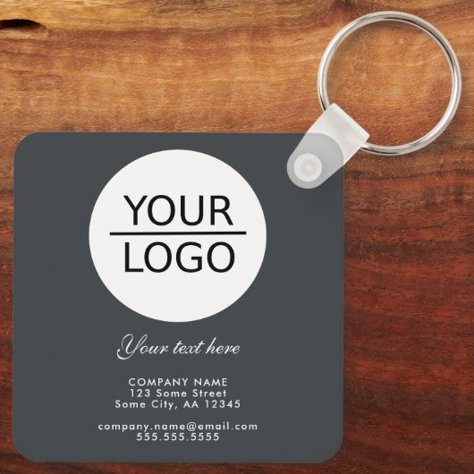 Aangepaste Logo tekstpromotie Anthracite Grey toev Sleutelhanger (Achterkant)
