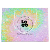 Aangepaste Logo Tiedye Glitter Papier Winkeltas Groot Cadeauzakje (Voorkant)