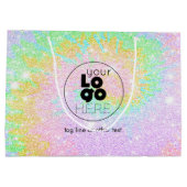 Aangepaste Logo Tiedye Glitter Papier Winkeltas Groot Cadeauzakje (Achterkant)