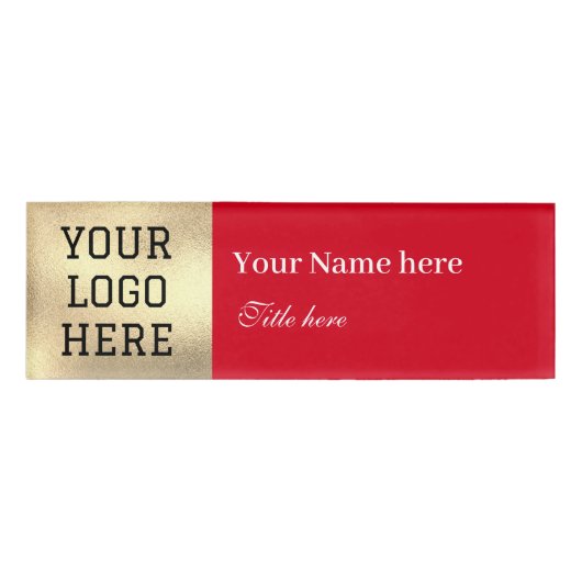 Aangepaste Logo Titel Eenvoudig rood bedrijf Naambadge (Voorkant)