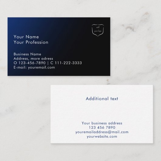 Aangepaste logo toevoegen blauw verloop modern pro visitekaartje (Voorkant / Achterkant)