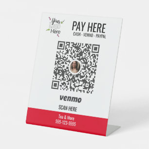 Aangepaste Logo toevoegen Venmo Pay Red Pedestal Reclamebord Met Voetstuk