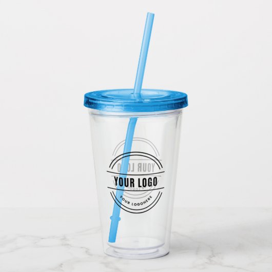 Aangepaste Logo-trommel met stro Geen minimum Acryl Drinkbeker (Achterkant)