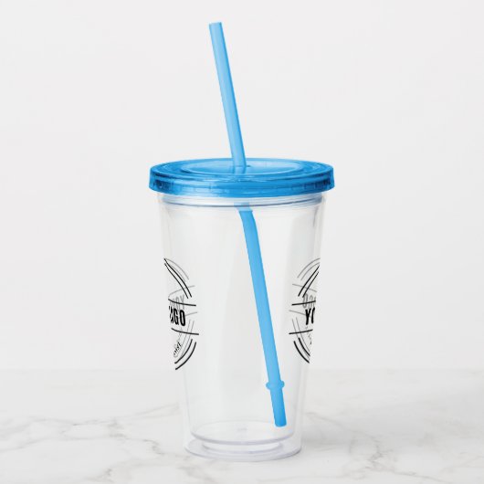 Aangepaste Logo-trommel met stro Geen minimum Acryl Drinkbeker (Links)