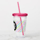 Aangepaste Logo-trommel met stro Geen minimum Acryl Drinkbeker (Links)