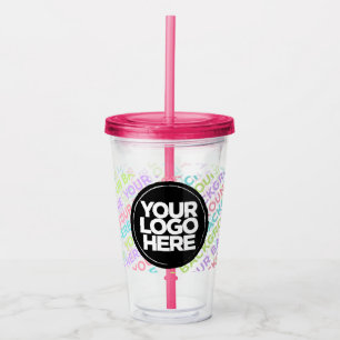 Aangepaste Logo-trommel met stro Geen minimum Acryl Drinkbeker