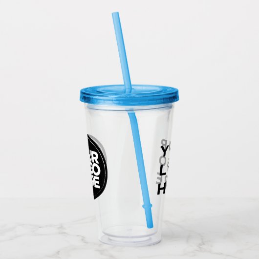 Aangepaste Logo-trommel met stro Geen minimum Acryl Drinkbeker (Links)