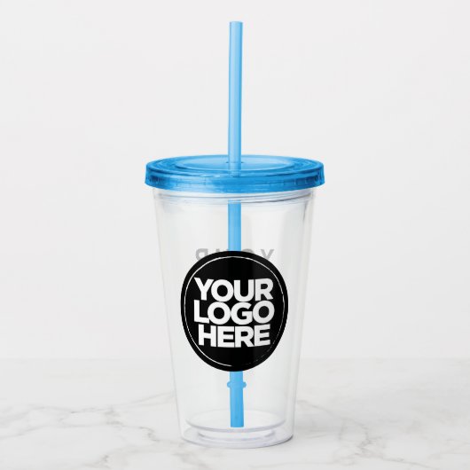 Aangepaste Logo-trommel met stro Geen minimum Acryl Drinkbeker (Voorkant)