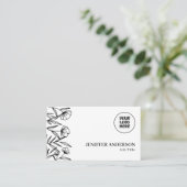 Aangepaste Logo Unieke Lijn Kunst Bloemen Minimali Visitekaartje (Staand voorkant)
