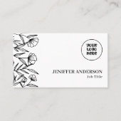 Aangepaste Logo Unieke Lijn Kunst Bloemen Minimali Visitekaartje (Voorkant)