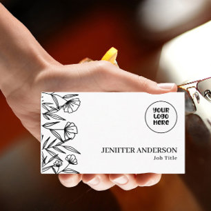 Aangepaste Logo Unieke Lijn Kunst Bloemen Minimali Visitekaartje