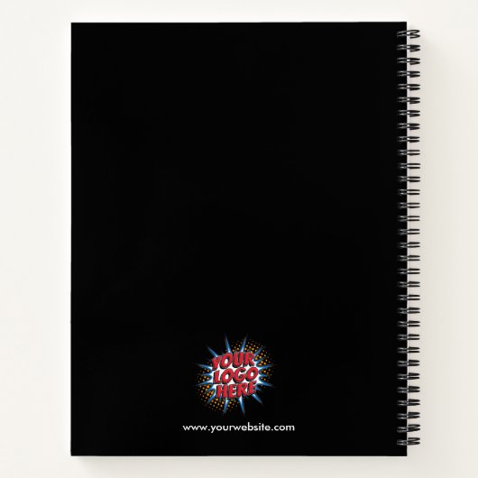 Aangepaste Logo Upload / Website - Zakelijk Zwart Notitieboek (Achterkant)