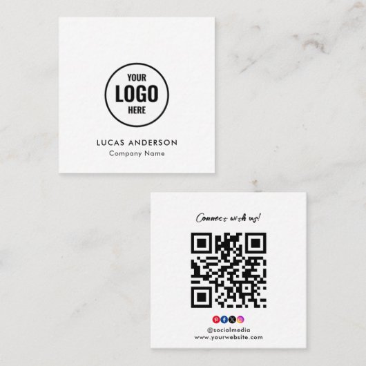 Aangepaste Logo Verbinding met US Square Visitekaa Vierkante Visitekaartje (Voorkant / Achterkant)