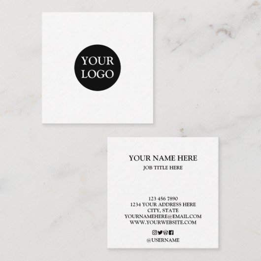 Aangepaste Logo Vierkante Visitekaartje (Voorkant / Achterkant)