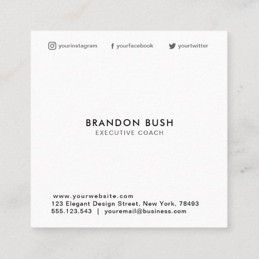 Aangepaste logo vierkante visitekaartjes sociale n (Achterkant)