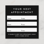 Aangepaste logo vierkante zwarte afspraakkaart afsprakenkaartje (Voorkant)