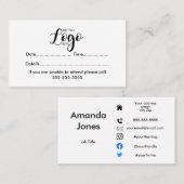 Aangepaste logo- visitekaartje afsprakenkaartje (Voorkant / Achterkant)