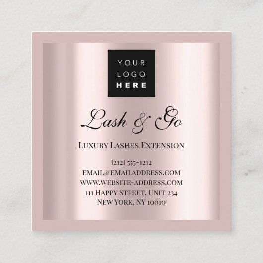 Aangepaste Logo voor aanmaakprogramma Eyelash Exte Vierkante Visitekaartje (Achterkant)