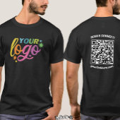 Aangepaste Logo Voor & Achterkant QR Code Modern U T-shirt