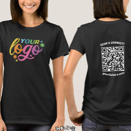 Aangepaste Logo Voor & Achterkant QR Code Moderne  T-shirt