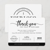 Aangepaste Logo voor bedrijven Bedankt voor aankoo Kaart (Voorkant / Achterkant)