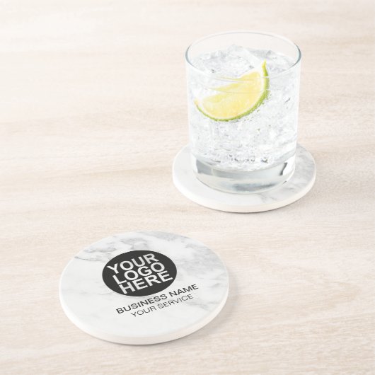 Aangepaste Logo voor bedrijven Moderne witte/grijz Zandsteen Onderzetter (Zijkant)