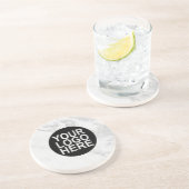 Aangepaste Logo voor bedrijven Moderne witte/grijz Zandsteen Onderzetter (Zijkant)