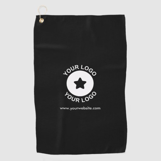 Aangepaste Logo voor bedrijven - zwart Golfhanddoek (Voorkant)