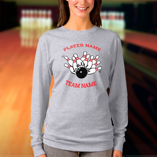 Aangepaste Logo voor Bowling-team met naam van spe T-shirt