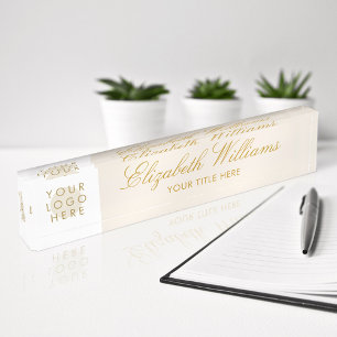 Aangepaste Logo voor eBay Classy Faux Gold Cream B Naambordje