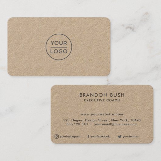 Aangepaste logo voor echt Kraft Paper - visitekaar Visitekaartje (Voorkant / Achterkant)