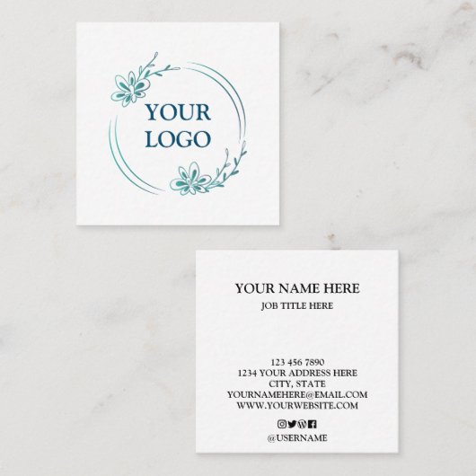 Aangepaste Logo voor eigen gebruik Vierkante Visitekaartje (Voorkant / Achterkant)