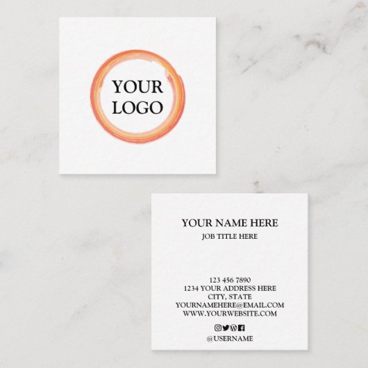 Aangepaste Logo voor eigen gebruik Vierkante Visitekaartje (Voorkant / Achterkant)