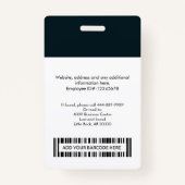 Aangepaste Logo voor foto-naambalkcode voor werkne Badge (Achterkant)