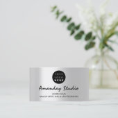 Aangepaste Logo voor moderne grijze zilverbenoemin Visitekaartje (Staand voorkant)