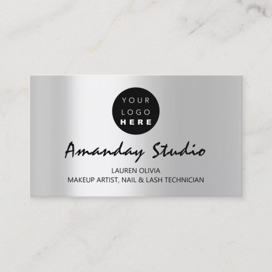 Aangepaste Logo voor moderne grijze zilverbenoemin Visitekaartje (Voorkant)