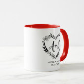 Aangepaste Logo voor monogram weddenschap met hart Mok (Voorkant rechts)