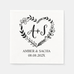 Aangepaste Logo voor monogram weddenschap met hart Servet