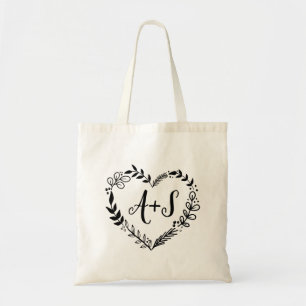 Aangepaste Logo voor monogram weddenschap met hart Tote Bag