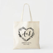Aangepaste Logo voor monogram weddenschap met hart Tote Bag (Voorkant)