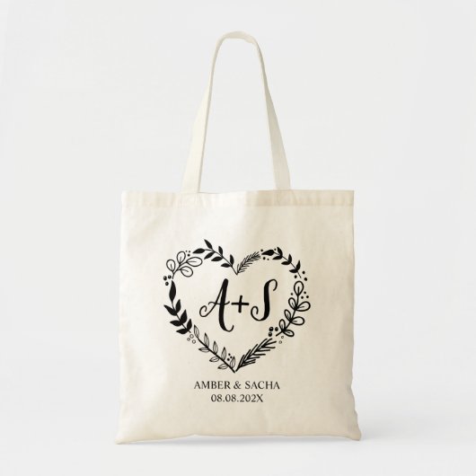 Aangepaste Logo voor monogram weddenschap met hart Tote Bag (Voorkant)