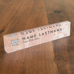 Aangepaste Logo voor peach marble Naambordje