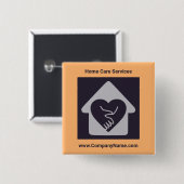 Aangepaste Logo voor thuiszorg en aangepaste tekst Vierkante Button 5,1 Cm (Voorkant /achterkant)