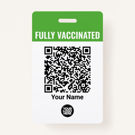 Aangepaste Logo voor werknemersnaam Vaccinatie QrC Badge (Voorkant)