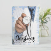 Aangepaste Logo Vrolijk Kerstfeest Medische Stetho Feestdagenkaart (Staand voorkant)