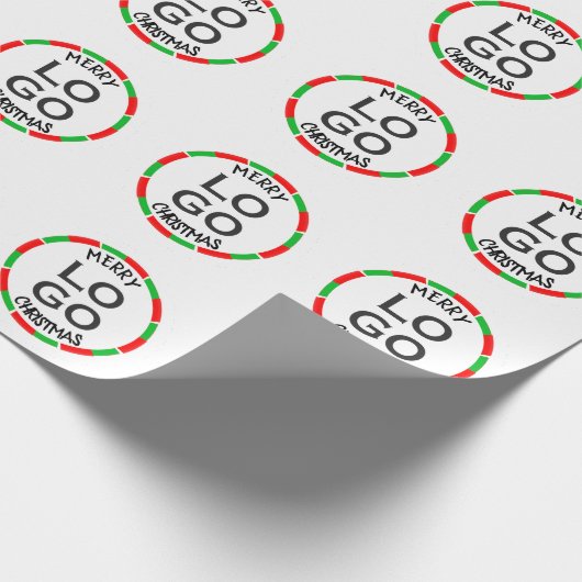 Aangepaste Logo Vrolijke Kerstwerveling Snoep Cadeaupapier (Hoek)