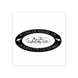 Aangepaste Logo walvissen zwart ovaal retouradres Rubberstempel